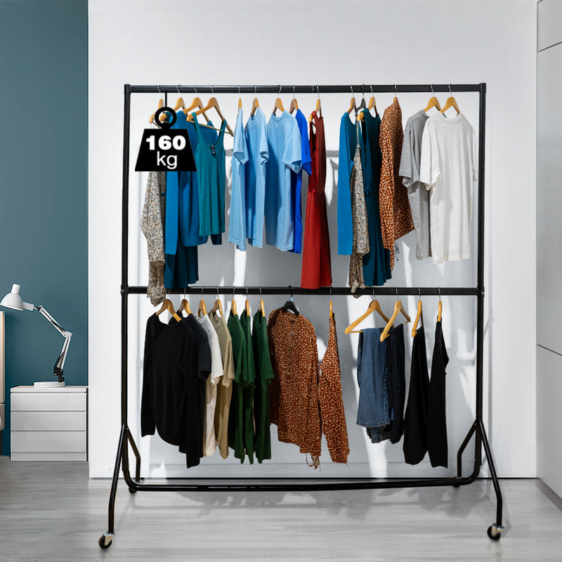 6ft Wide x 7ft Tall Two-Tier Heavy Duty Garment Rail