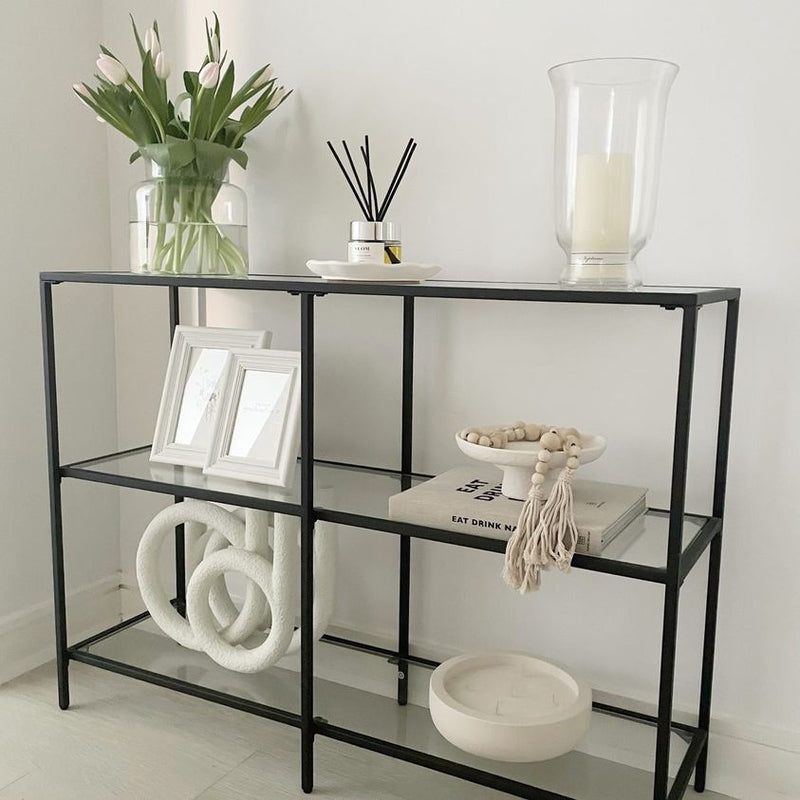 3 Tier Modern Black Console Table