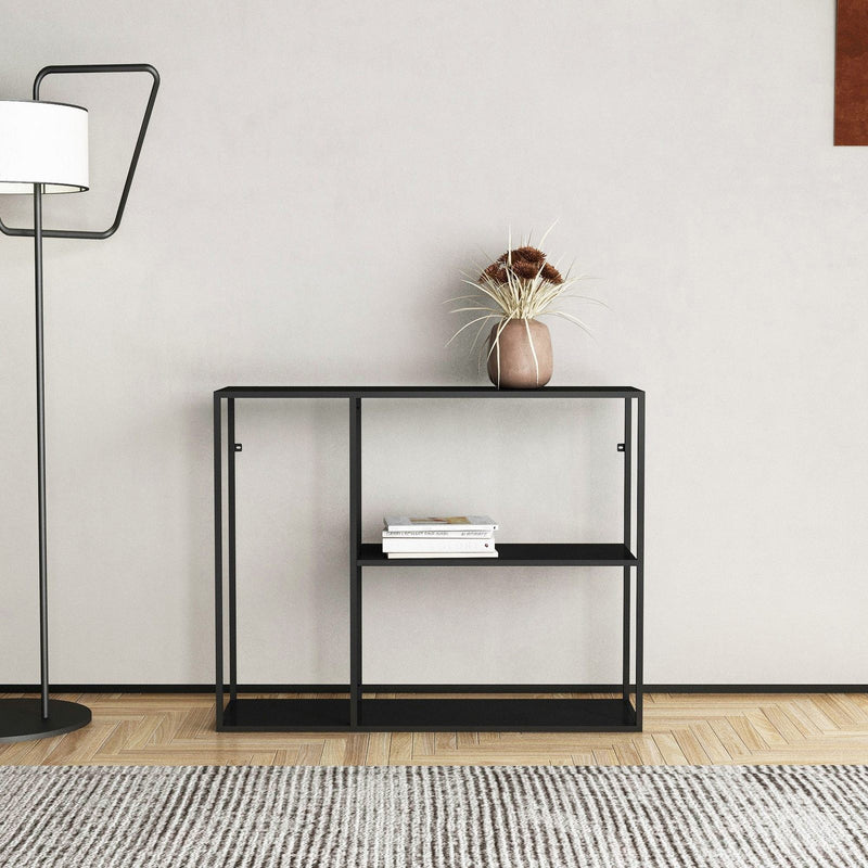 3-Tier Steel Console Table - Black