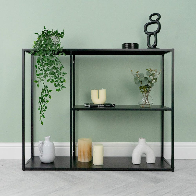 3-Tier Steel Console Table - Black