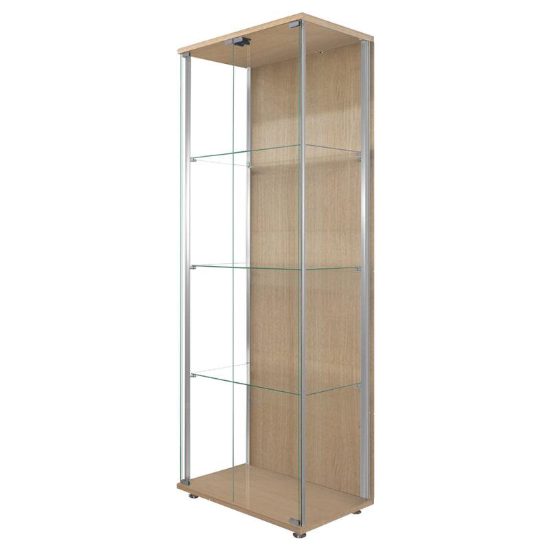 Oak Glass Display Cabinet with Double Door - 605mm