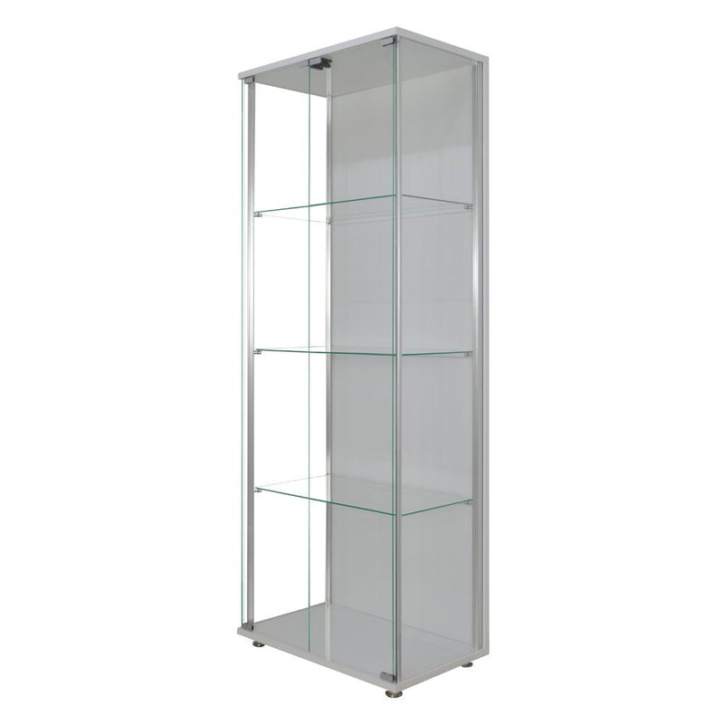 Silver Glass Display Cabinet with Double Doors - 605mm