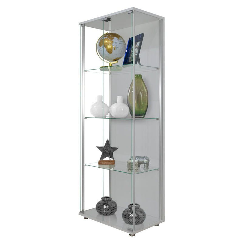 Silver Glass Display Cabinet with Double Doors - 605mm