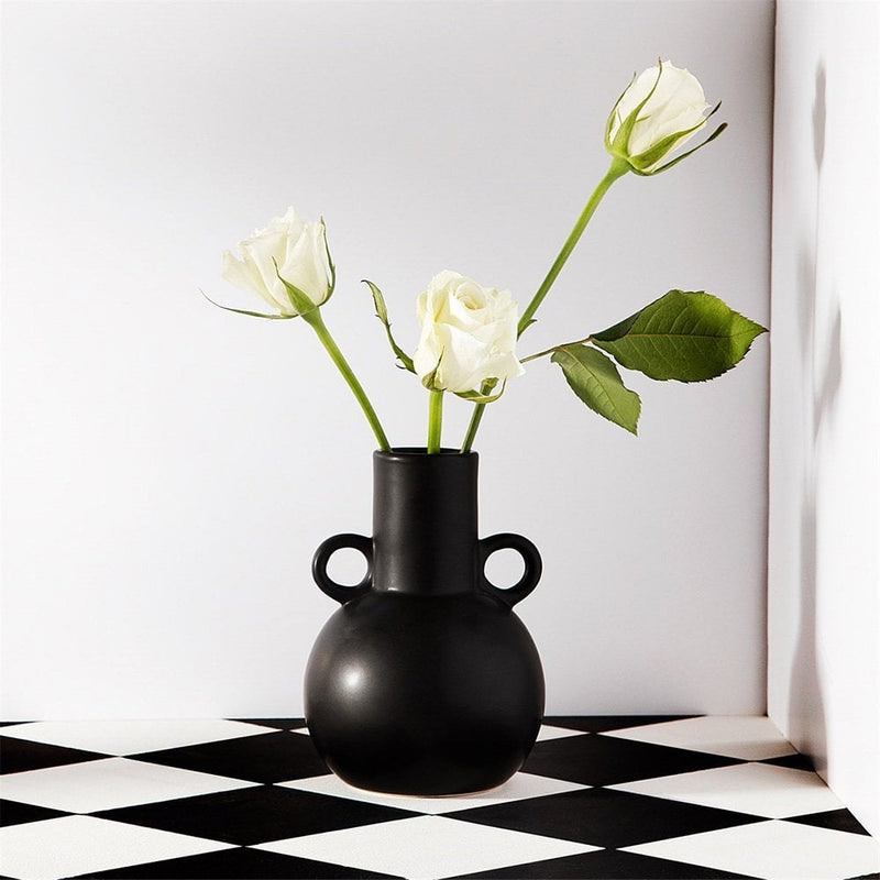 Small  Black Dolomite Vase with Handles
