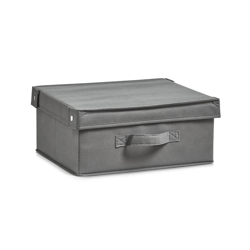 Grey Non-Woven Storage Box with Lid - Medium