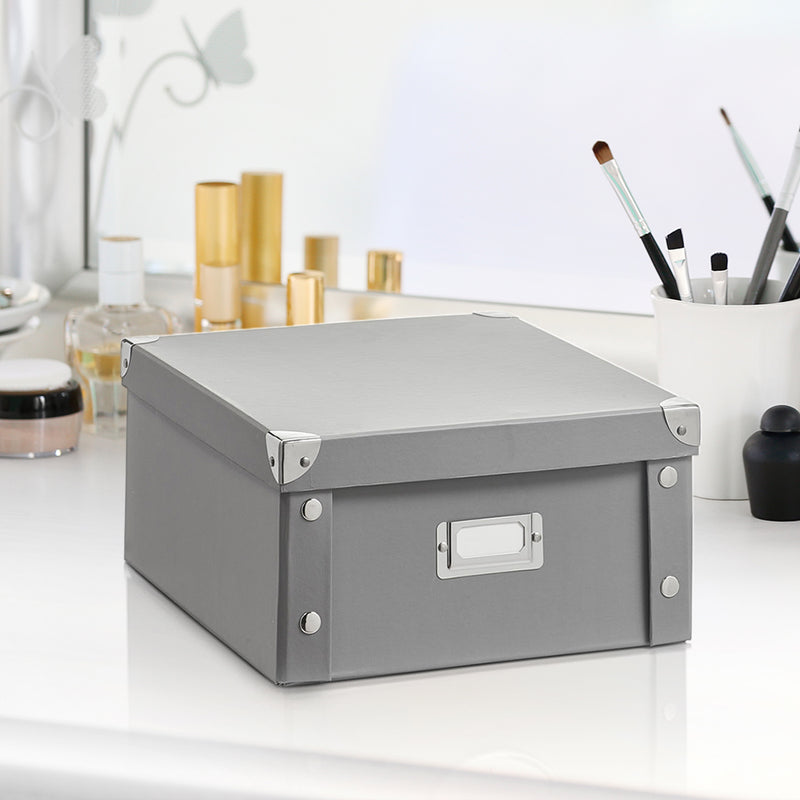 Grey Cardboard Storage Box with Lid - Small