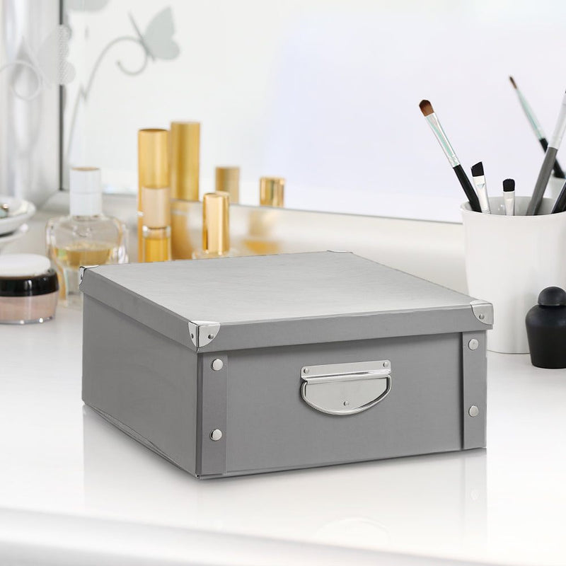 Grey Cardboard Storage Box with Lid - Large