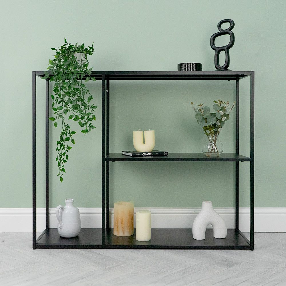 3-Tier Steel Console Table - Black