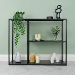 3-Tier Steel Console Table - Black