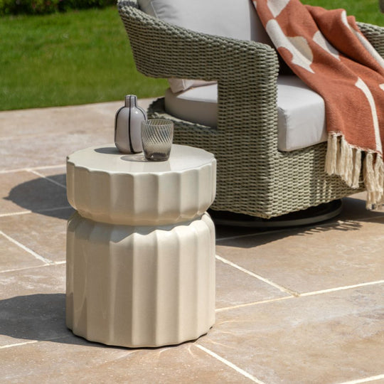 Cream Glass Fibre Reinforced Concrete Ridged Side Table
