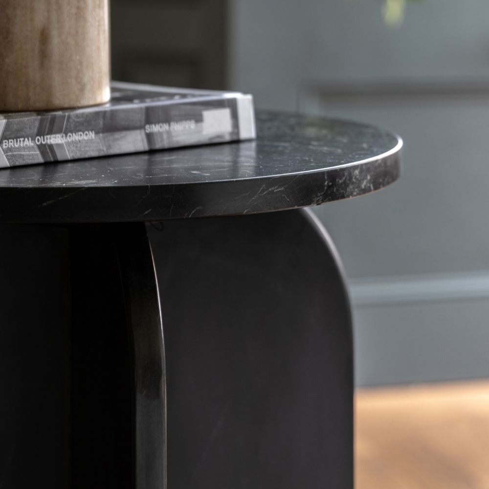 Black Marble Sculptural Side Table