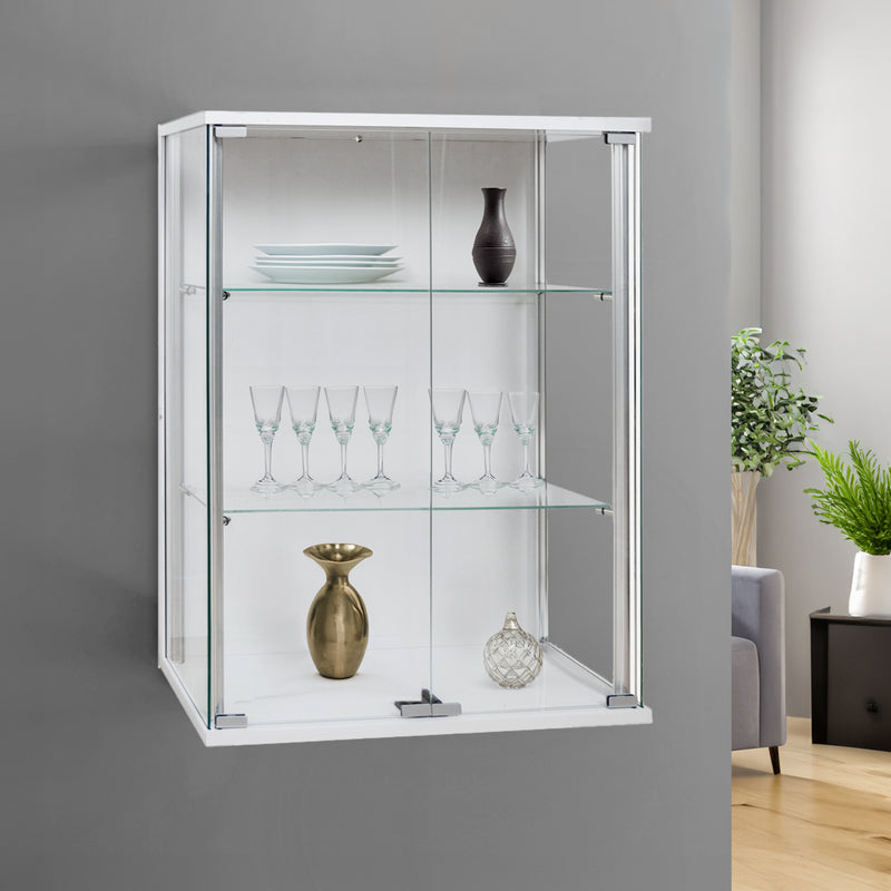White Wall Mounted Display Cabinet - 600mm