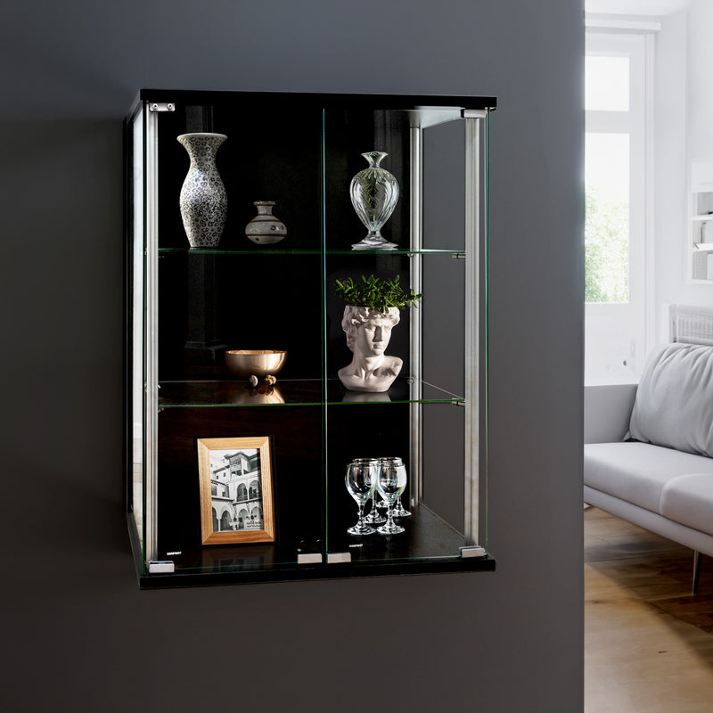 Black Wall Mounted Display Cabinet - 600mm