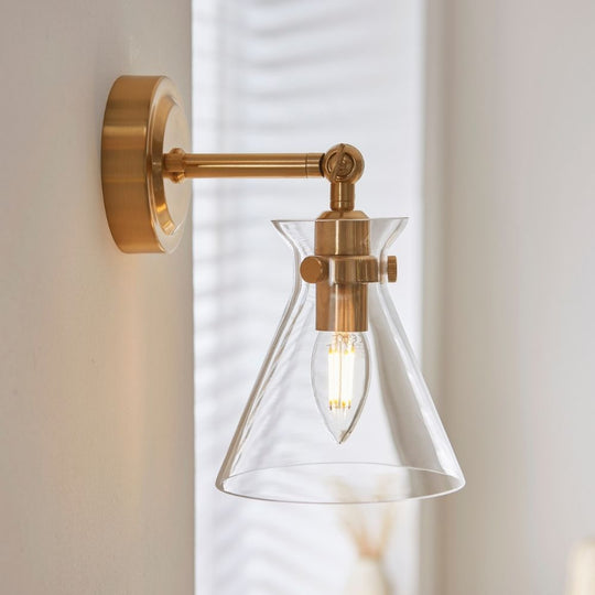 Adjustable Brass Glass Wall Light