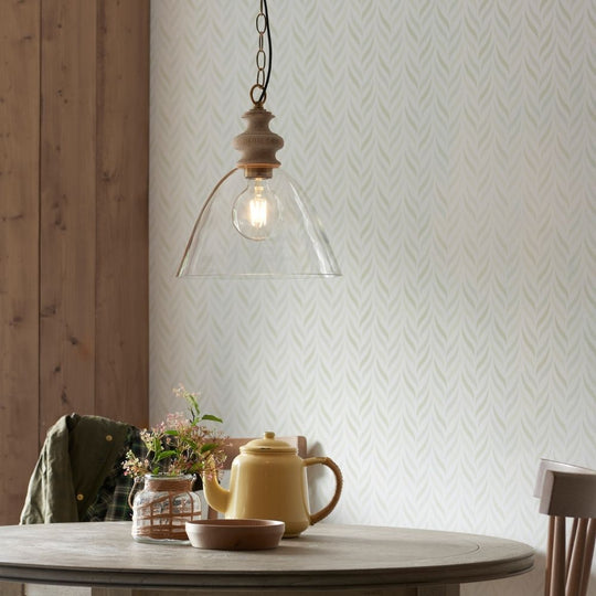 Ash Wood and Glass Pendant Ceiling Light