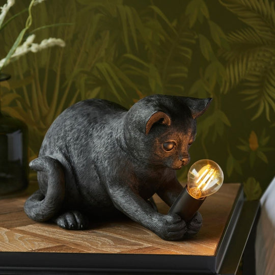 Black Kitten Resin Table Lamp