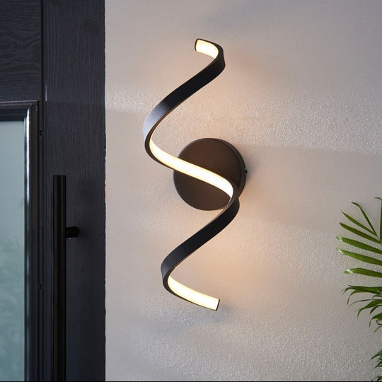 Black Twisted LED Outdoor Wall Light IP44