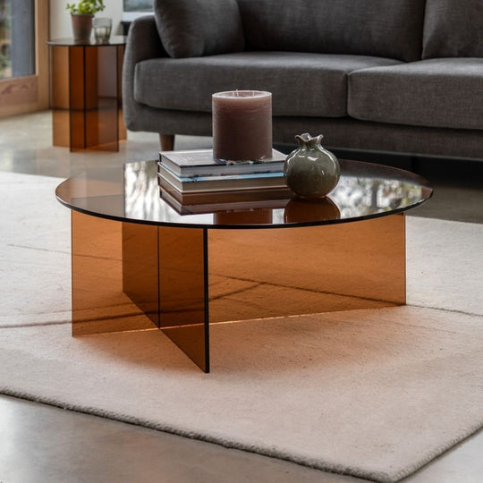 Bronze Glass Retro Round Coffee Table