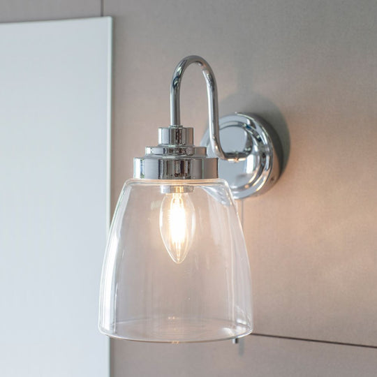 Chrome & Clear Glass Bell Wall Light
