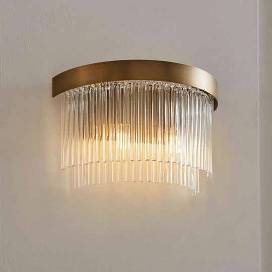 Antique Brass Double Glass Rod Wall Light