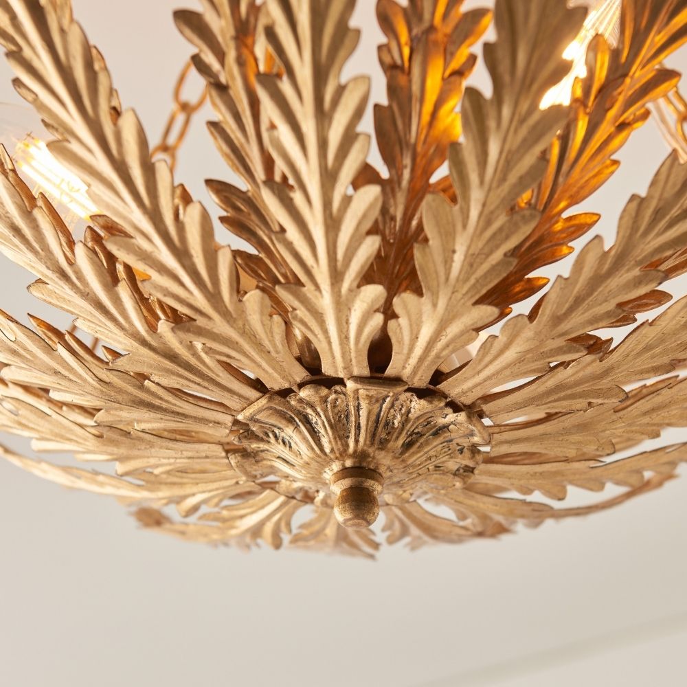 close-up-of-gold-leaf-metal-ceiling-light-detail
