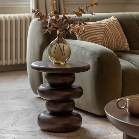 Dark Mango Wood Sculptural Retro Side Table