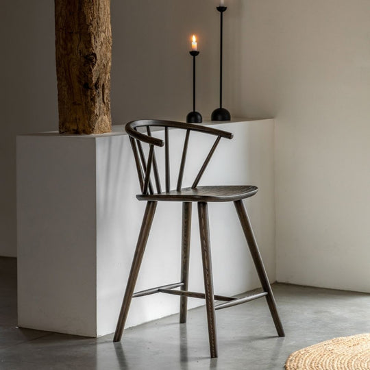 Dark Oak Spindle Back Wooden Bar Stool