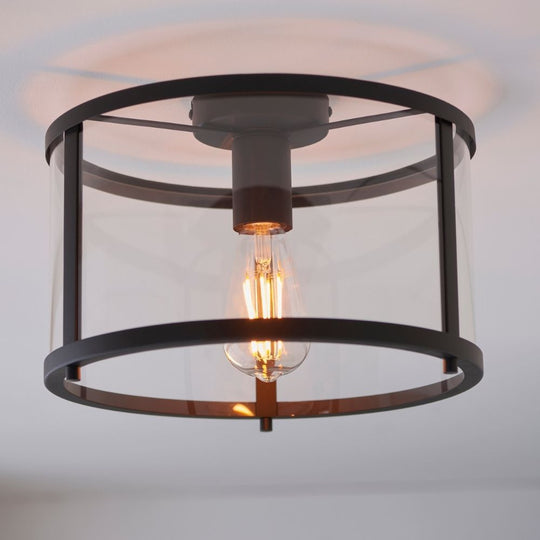 Black Glass Flush Ceiling Light