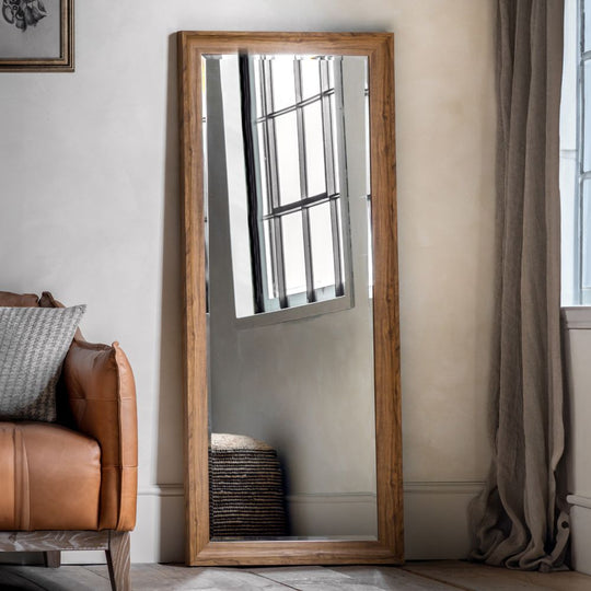Full Length Oak Effect Leaner Mirror
