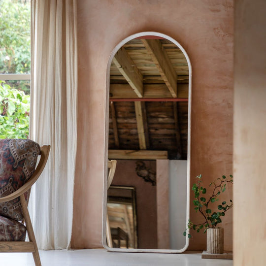Arched Full Length Washed Oak Leaner Mirror