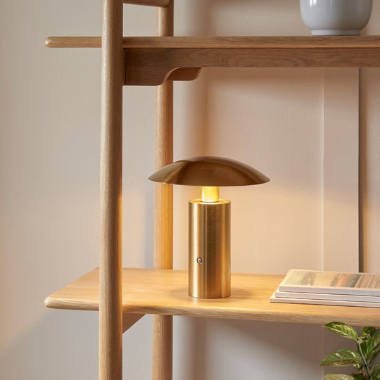 Rechargeable Brass Mushroom Touch Dimmer Table Lamp