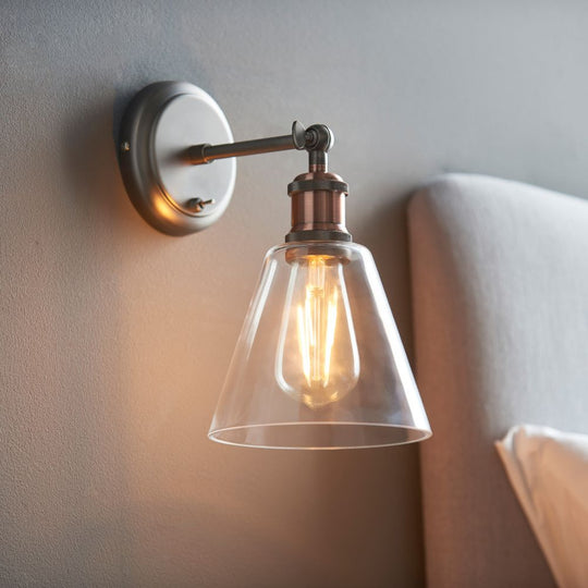 Copper & Pewter Industrial Funnel Wall Light