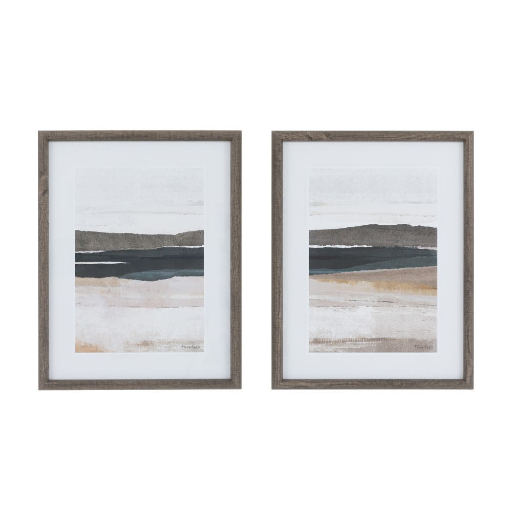 Modern neutral abstract wall art set displayed in a contemporary interior with soft earthy tones and textured layered design.