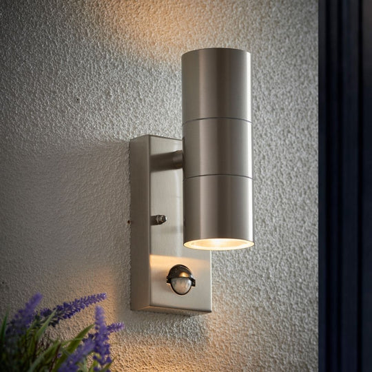 Stainless Steel Up & Down Outdoor Wall Light with PIR Sensor