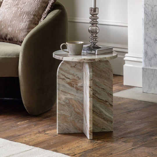 Natural Marble Sculptural Side Table