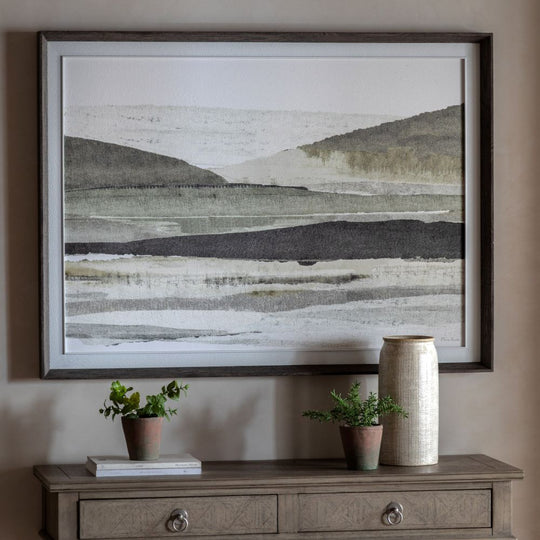 Framed Green Abstract Landscape Wall Art