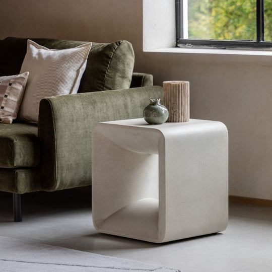 Neutral Glass Fibre Reinforced Concrete Sculptural Side Table