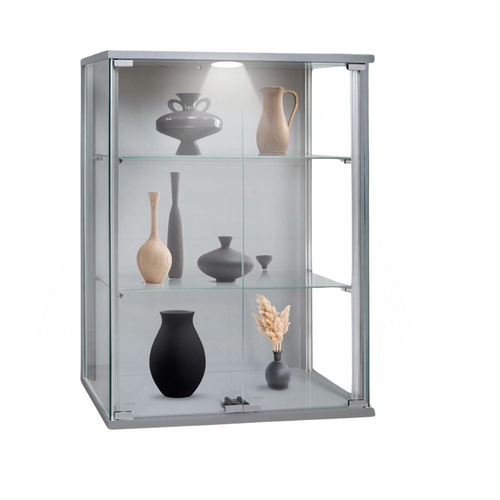 600mm Silver Wall-Mounted Display Cabinet with LED | The Urban Mill