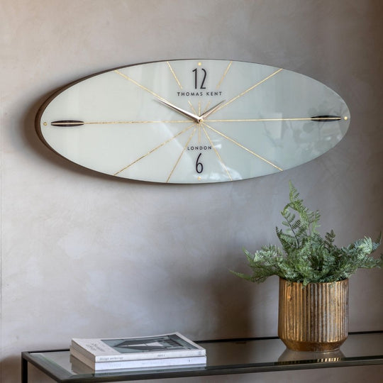 Large White & Gold Oval Wall Clock