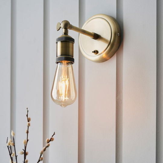 Antique Brass Industrial Toggle Wall Light
