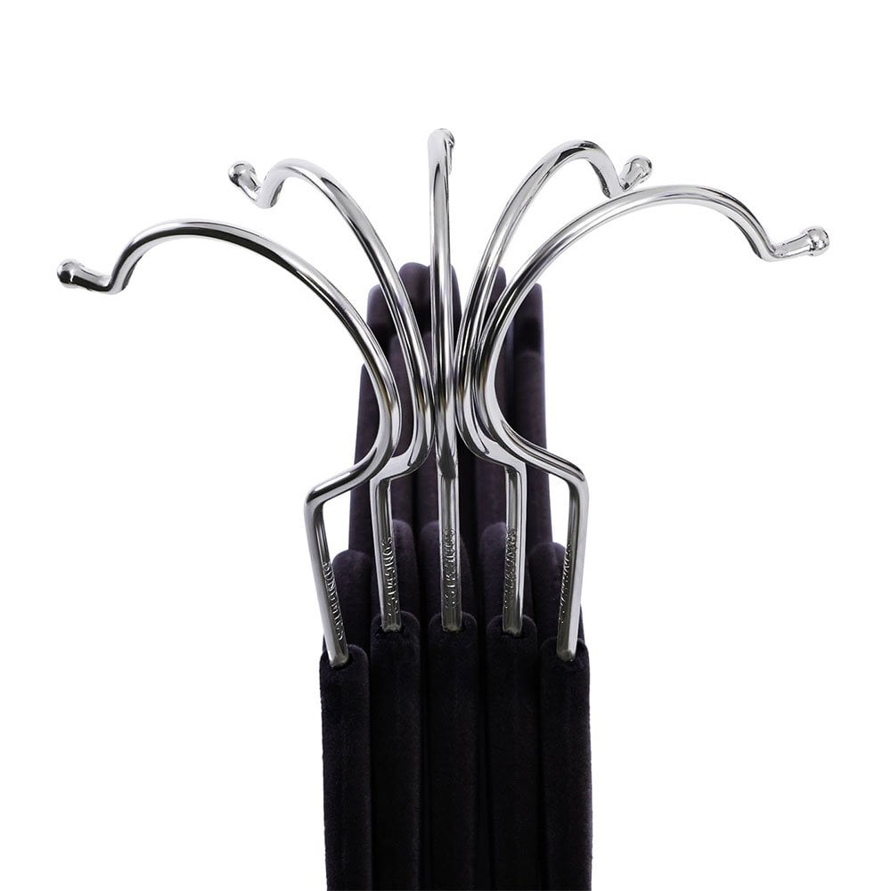 Durable black velvet hangers in a pack of 20, designed with a non-slip texture for secure clothing storage.
