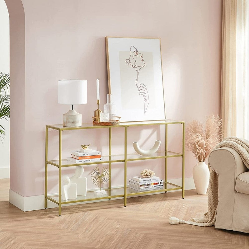 3 Tier Gold Display Console Table - Large