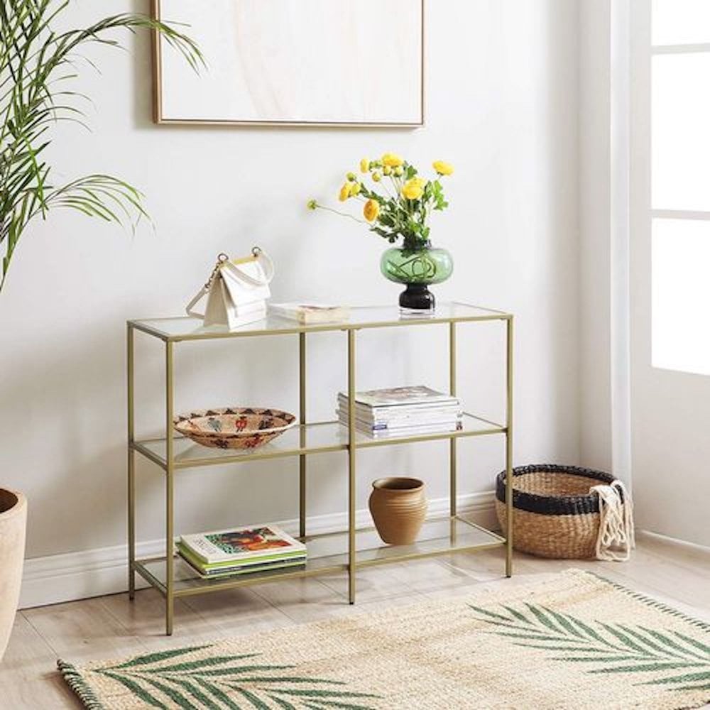 3 Tier Gold Display Console Table - Medium
