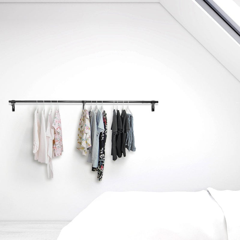 Black Wall Mounted Rail for Hanging Clothes - 1830mm