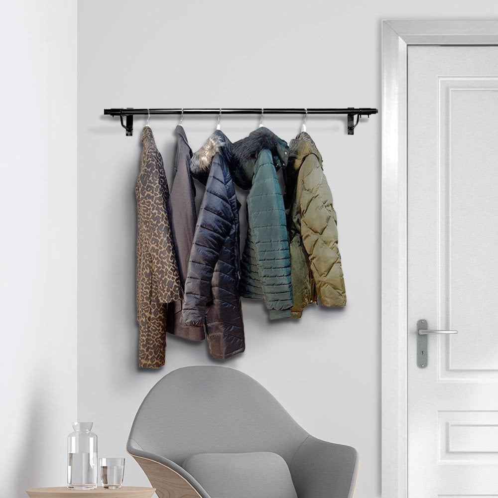 Wall Mounted Black Clothing Rail 610mm The Urban Mill Wall Mounted Black Clothing Rail 610mm The Urban Mill