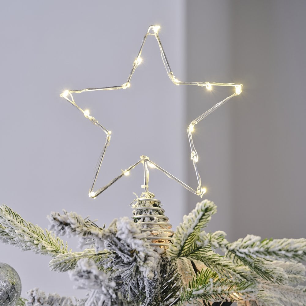 Christmas Star Tree Topper with Lights - Silver