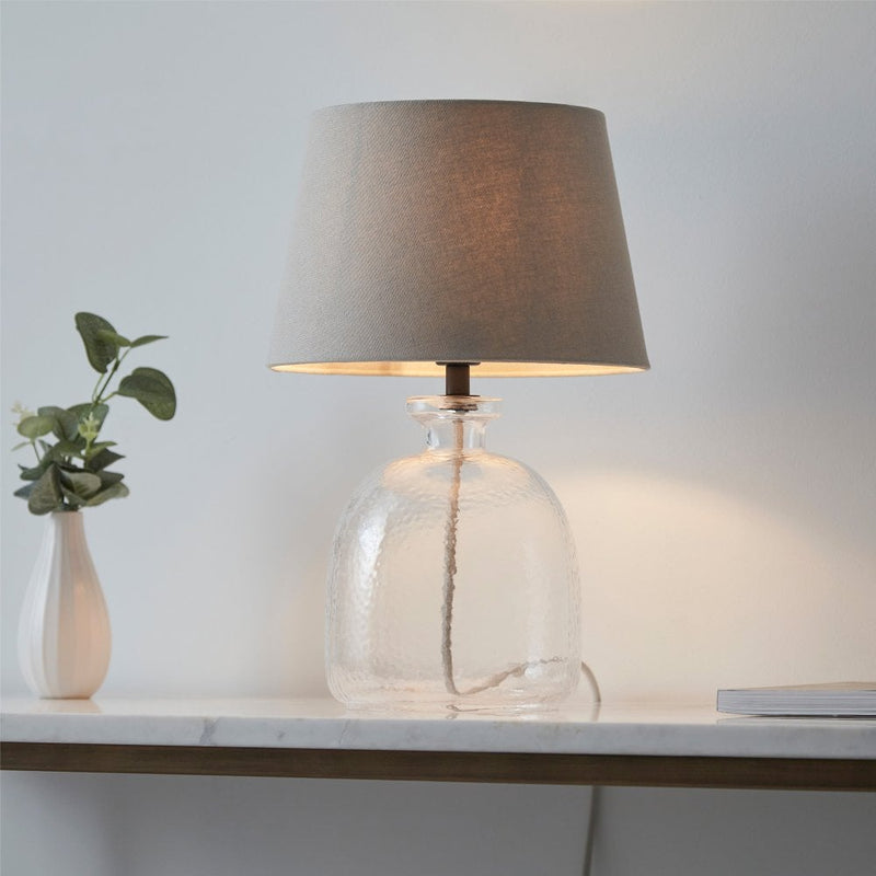 Classic Glass Touch Table Lamp with Grey Shade