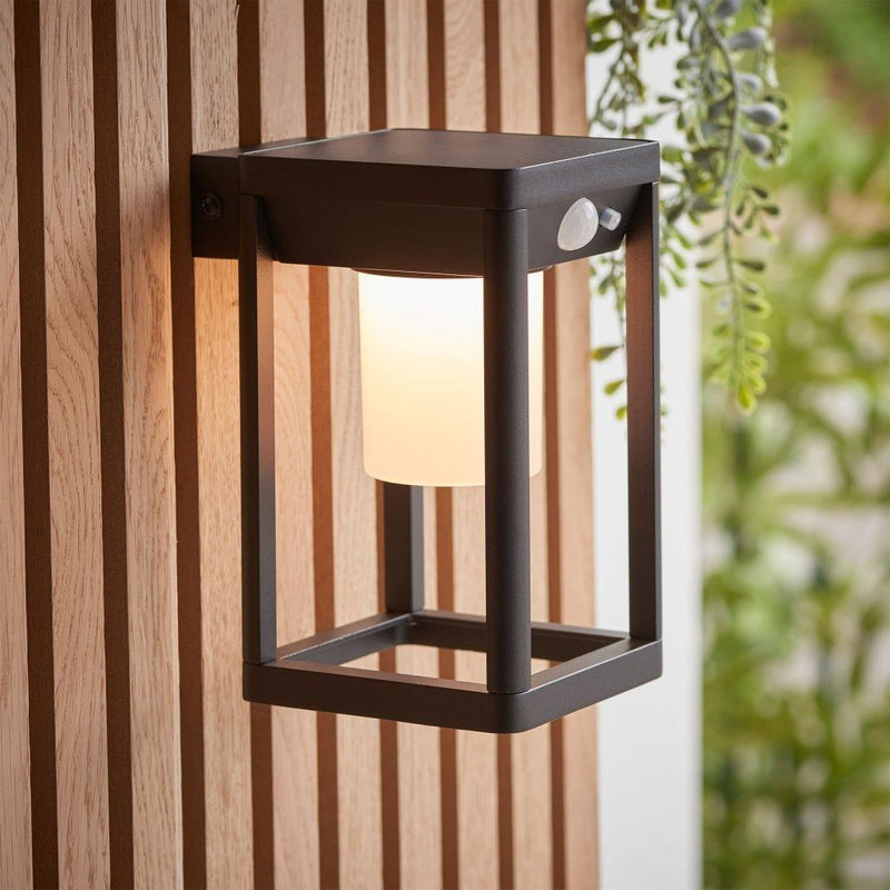 Contemporary Outdoor LED Solar Wall Light - Black