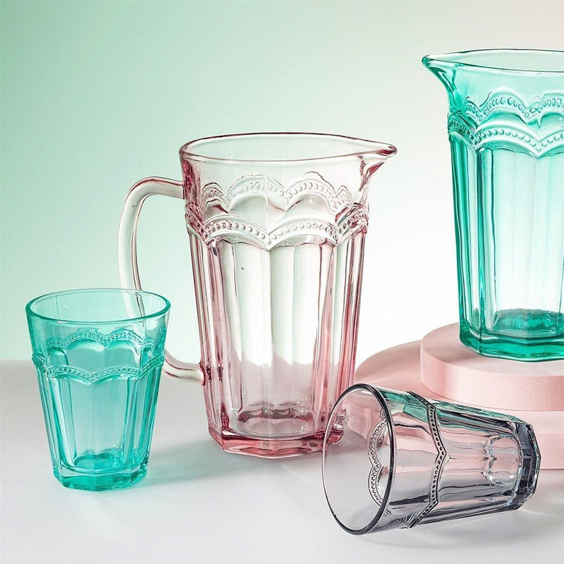 Detailled Glass Jug - Pink