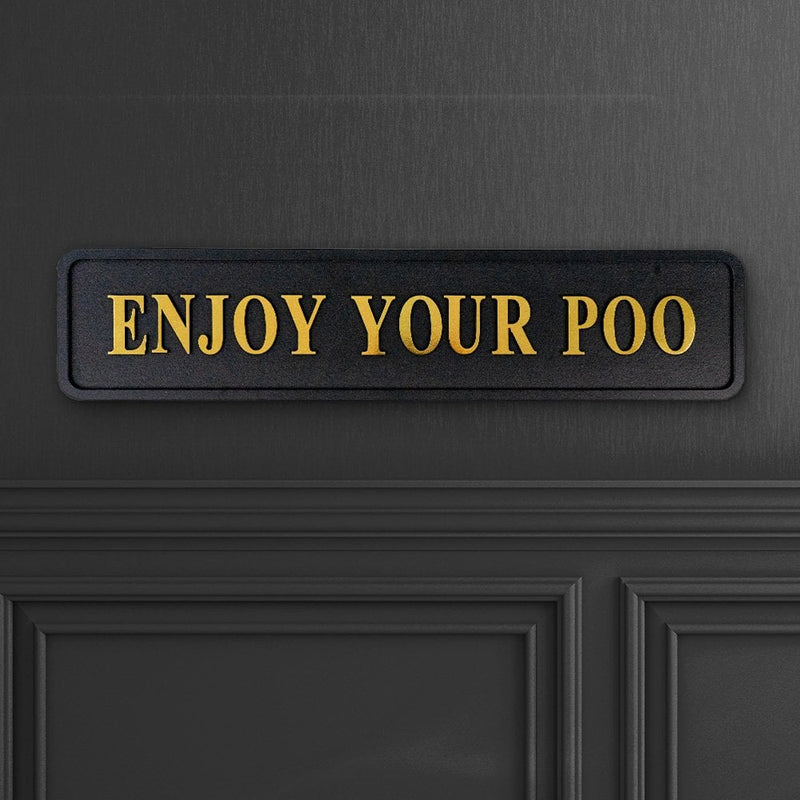 Enjoy Your Poo' Black & Gold Wall Sign